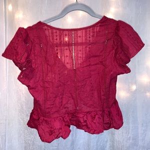 Burgundy front tying top